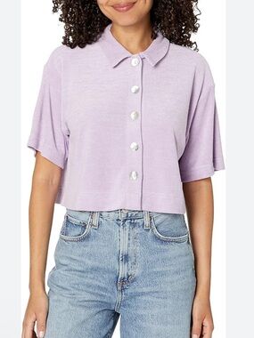 New! Nia Crop Button-Front Top